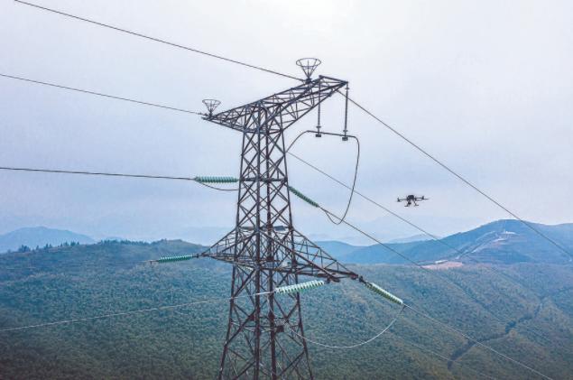 3月15日，湖州供電公司員工對(duì)特高壓密集通道開展無人機(jī)自主巡檢。顧偉 攝